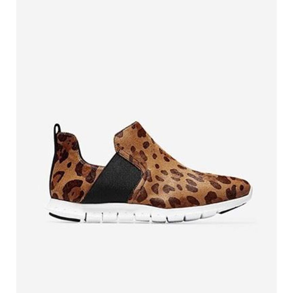 Cole Haan ZeroGrand Leopard Calf Hair Slip-On Sneaker Size 8.5 Lightweight EUC
